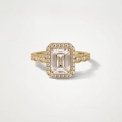 Emerald Pave & Halo Lab Grown Diamond Engagement Ring