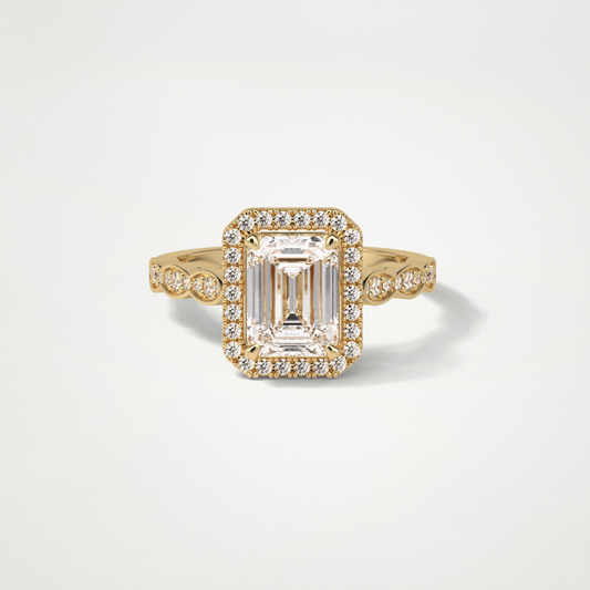 Emerald Pave & Halo Lab Grown Diamond Engagement Ring