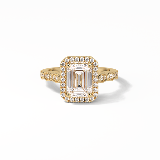 Emerald Pave & Halo Lab Grown Diamond Engagement Ring