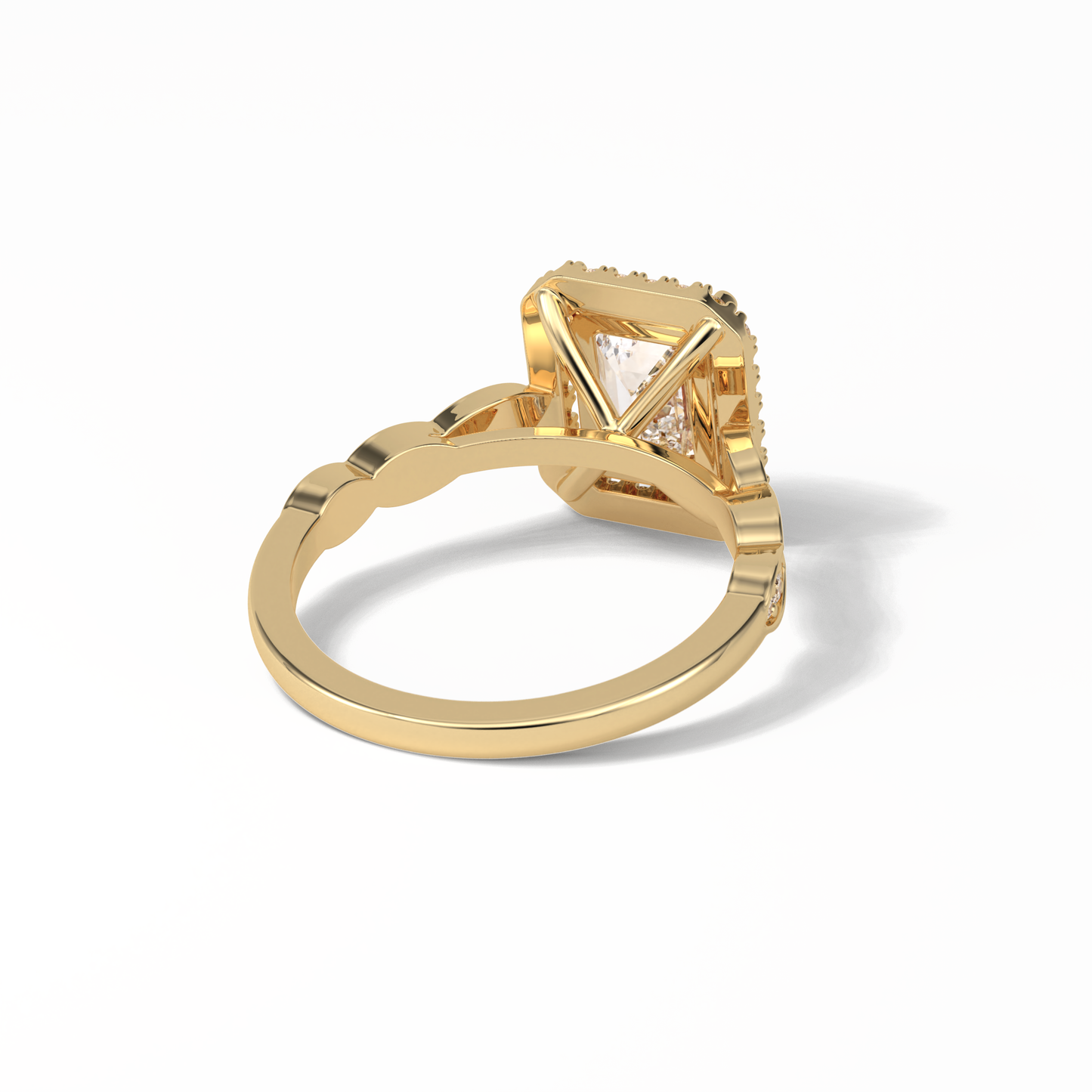Emerald Pave & Halo Lab Grown Diamond Engagement Ring