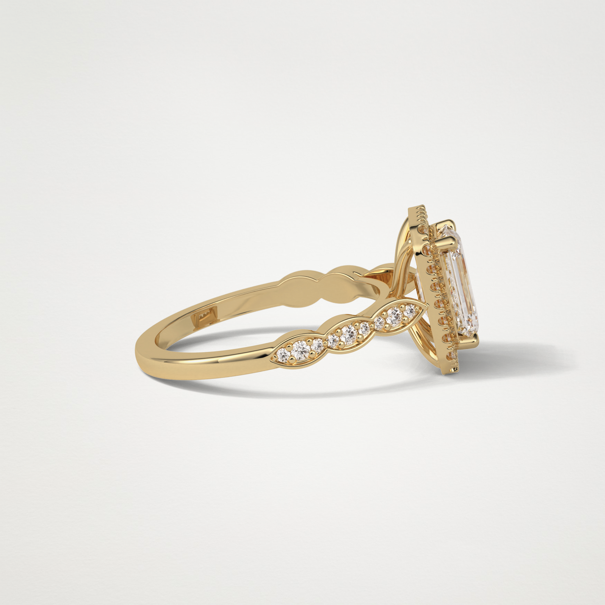 Emerald Pave & Halo Lab Grown Diamond Engagement Ring