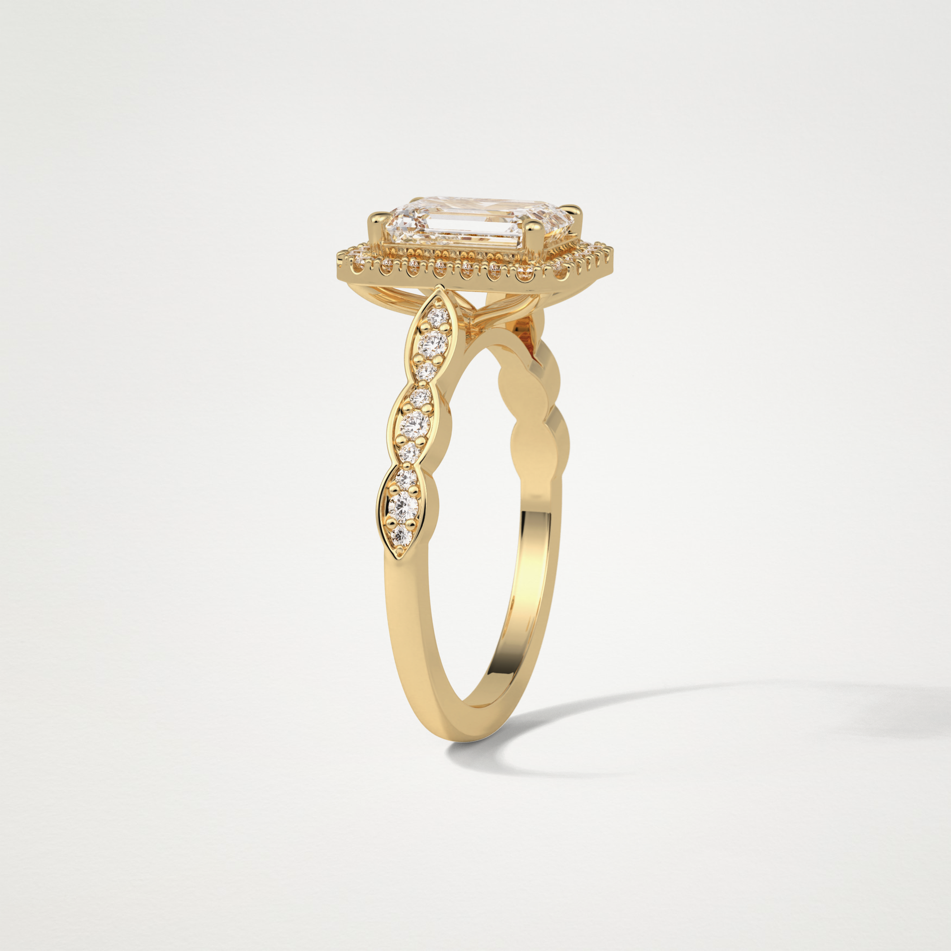 Emerald Pave & Halo Lab Grown Diamond Engagement Ring