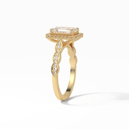 Emerald Pave & Halo Lab Grown Diamond Engagement Ring