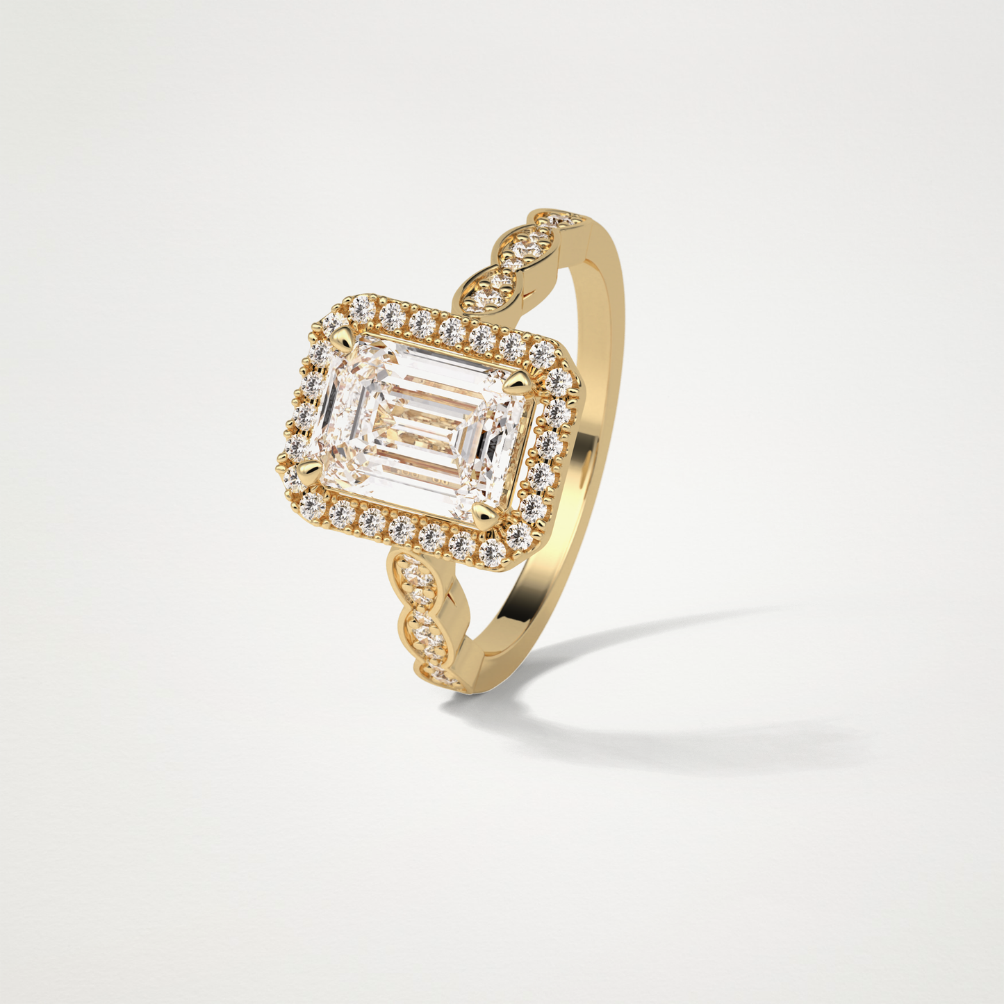 Emerald Pave & Halo Lab Grown Diamond Engagement Ring