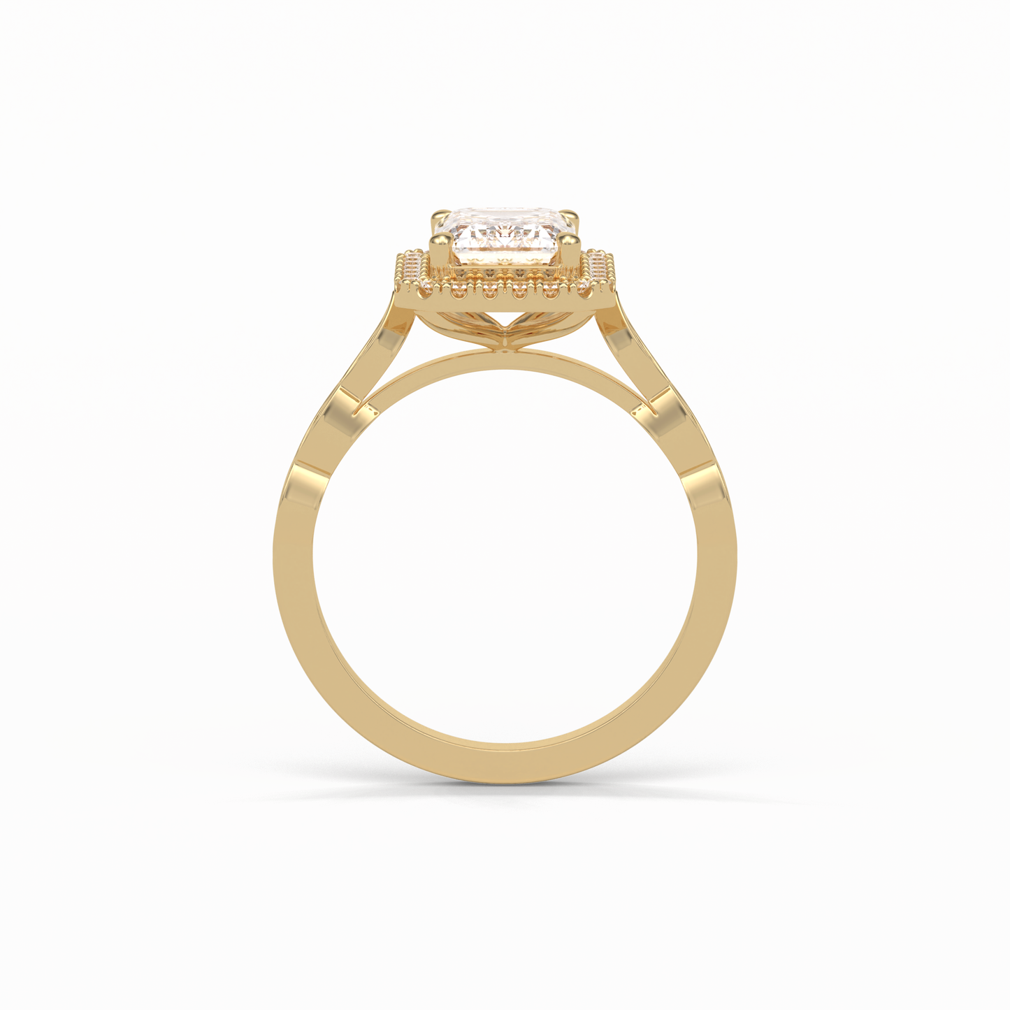 Emerald Pave & Halo Lab Grown Diamond Engagement Ring