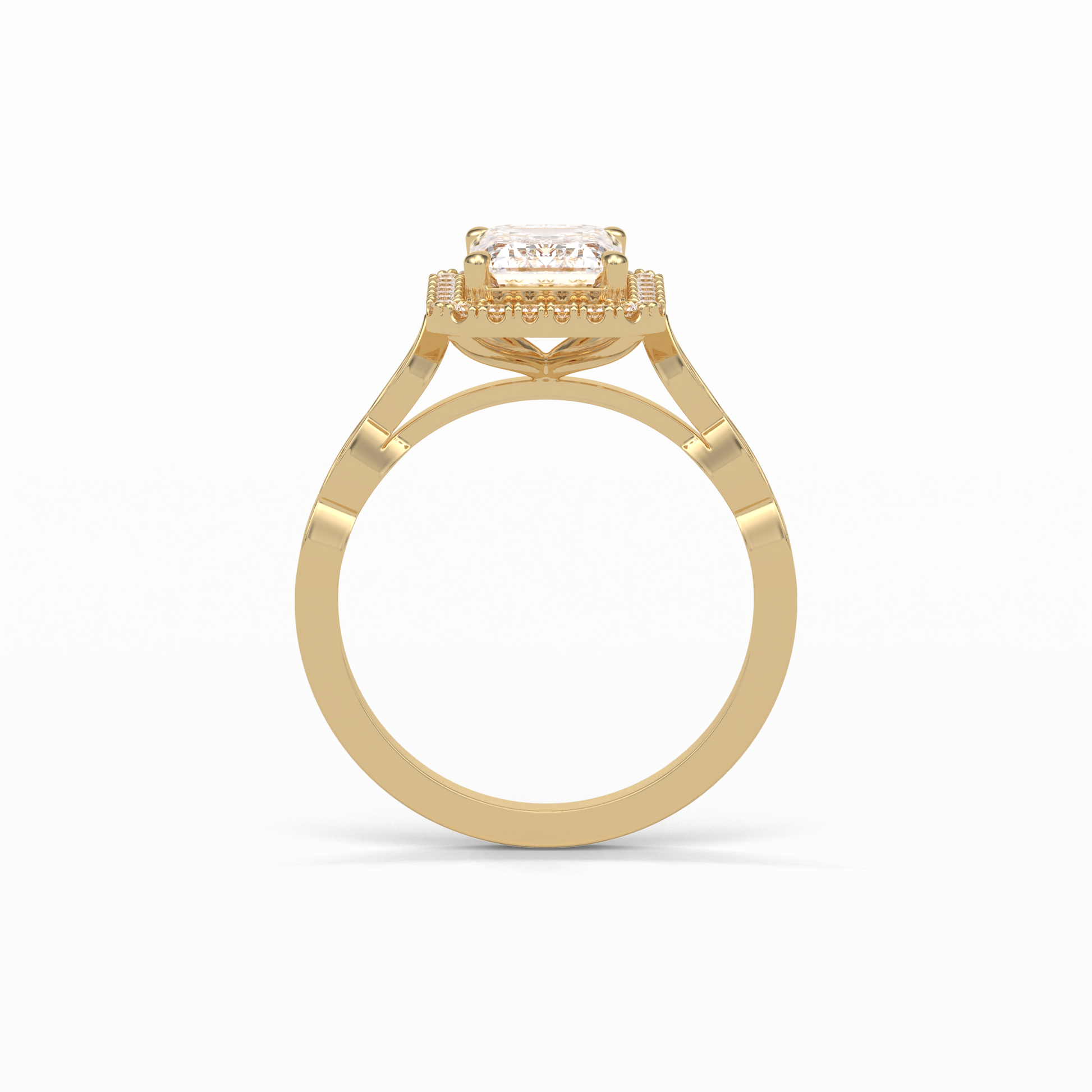 Emerald Pave & Halo Lab Grown Diamond Engagement Ring