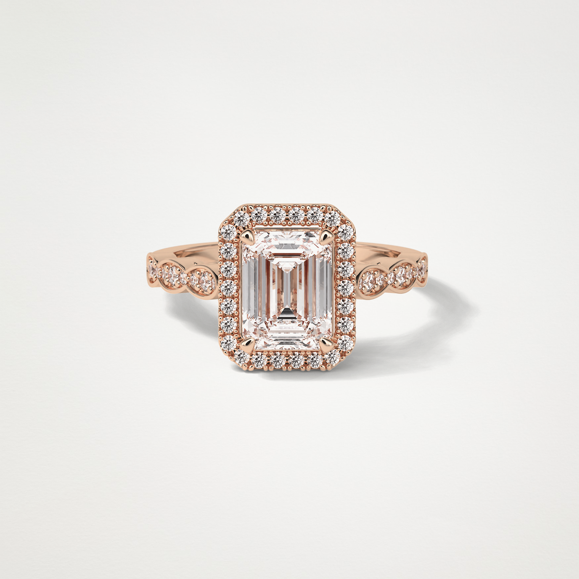 Emerald Pave & Halo Lab Grown Diamond Engagement Ring