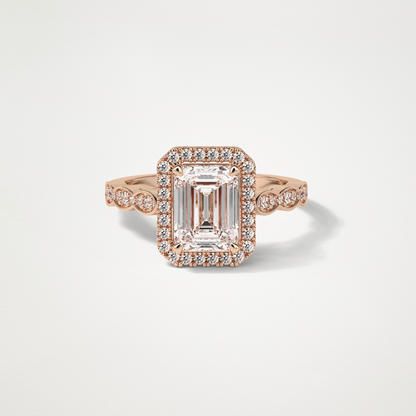 Emerald Pave & Halo Lab Grown Diamond Engagement Ring