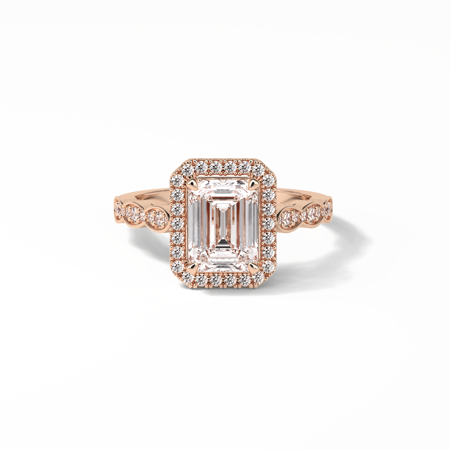 Emerald Pave & Halo Lab Grown Diamond Engagement Ring
