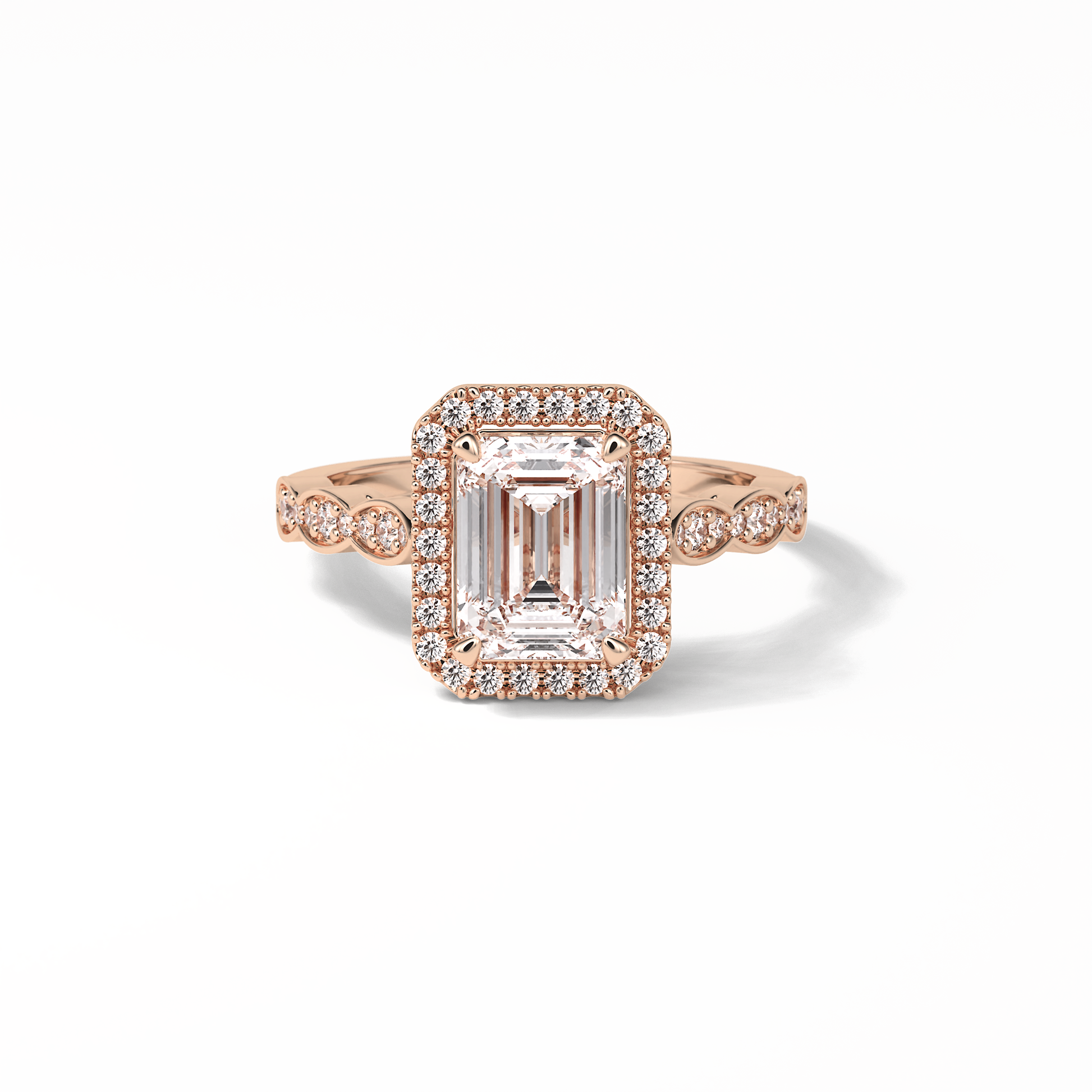 Emerald Pave & Halo Lab Grown Diamond Engagement Ring