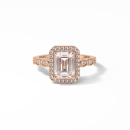 Emerald Pave & Halo Lab Grown Diamond Engagement Ring