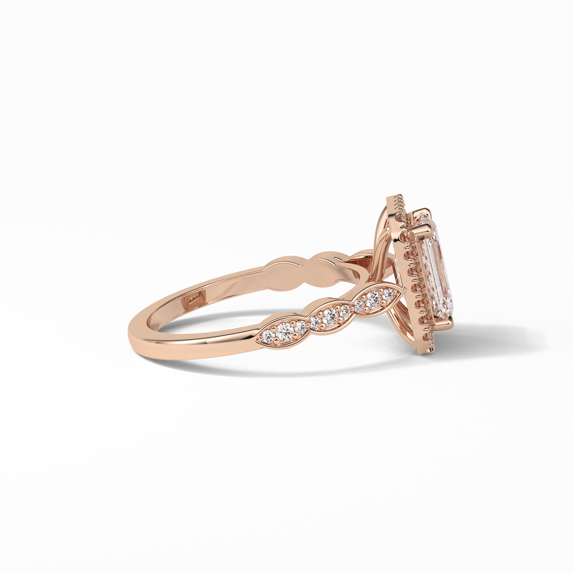 Emerald Pave & Halo Lab Grown Diamond Engagement Ring