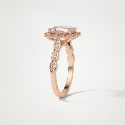 Emerald Pave & Halo Lab Grown Diamond Engagement Ring