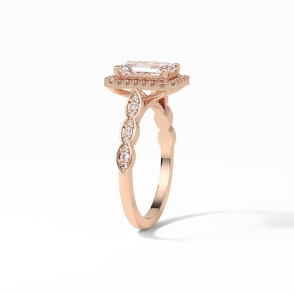 Emerald Pave & Halo Lab Grown Diamond Engagement Ring