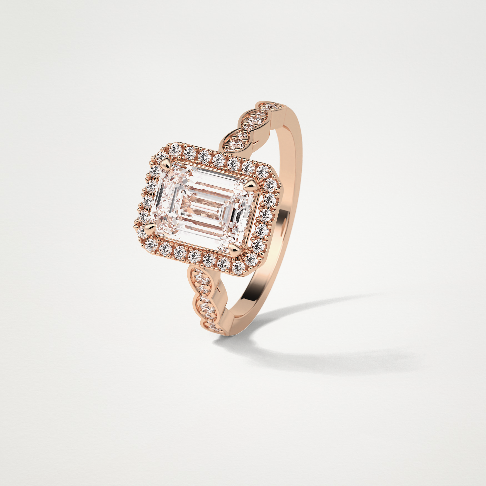 Emerald Pave & Halo Lab Grown Diamond Engagement Ring