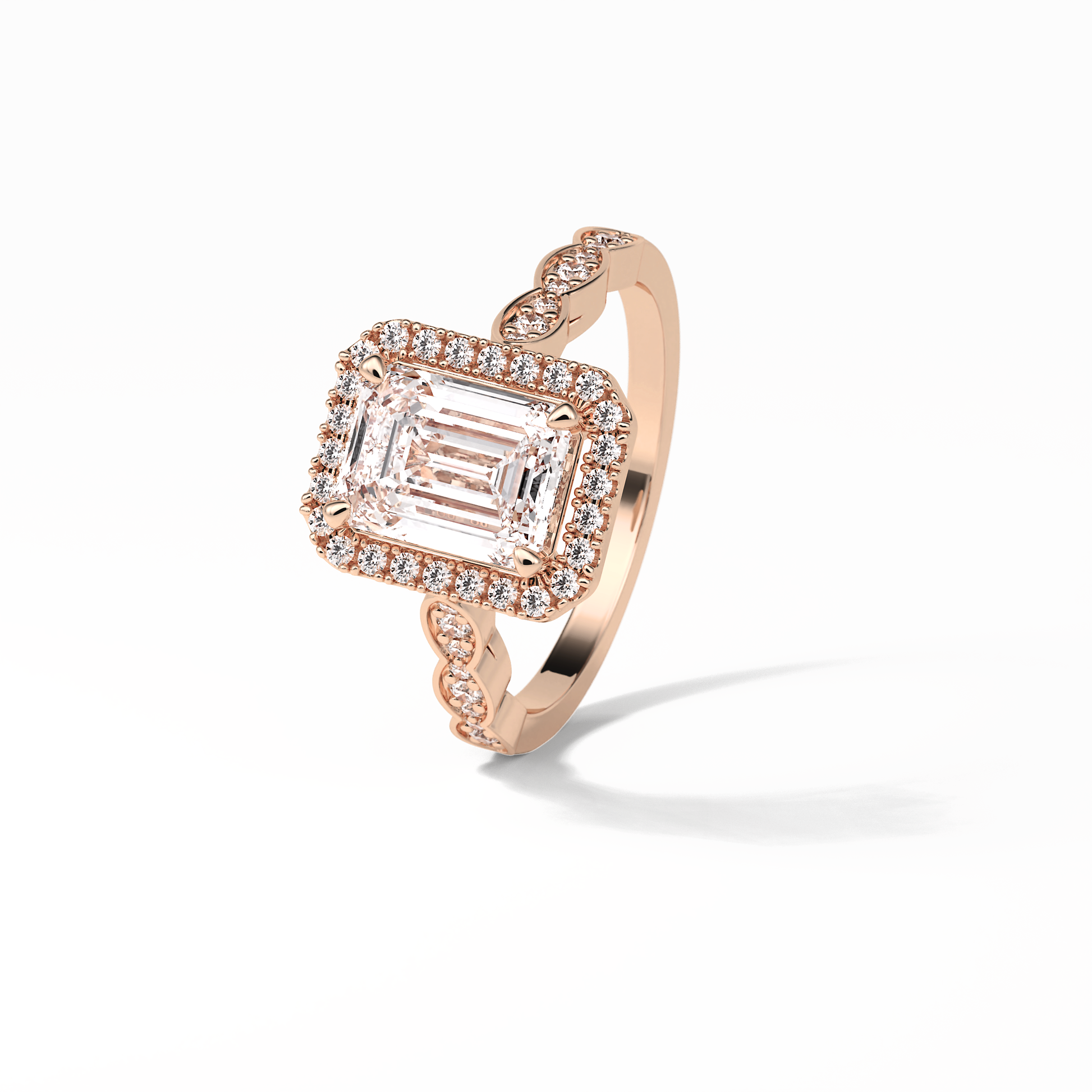 Emerald Pave & Halo Lab Grown Diamond Engagement Ring