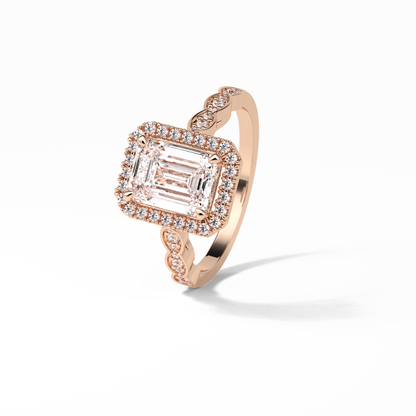 Emerald Pave & Halo Lab Grown Diamond Engagement Ring