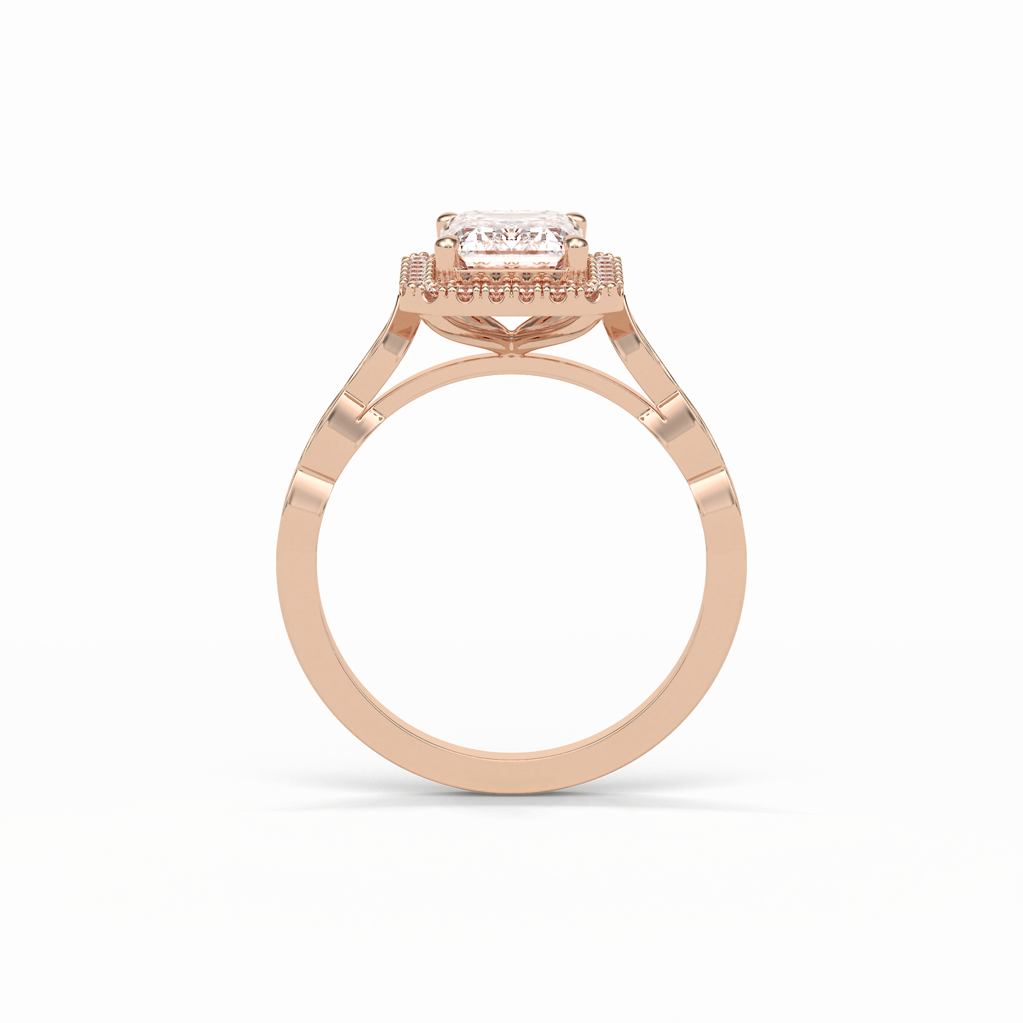 Emerald Pave & Halo Lab Grown Diamond Engagement Ring