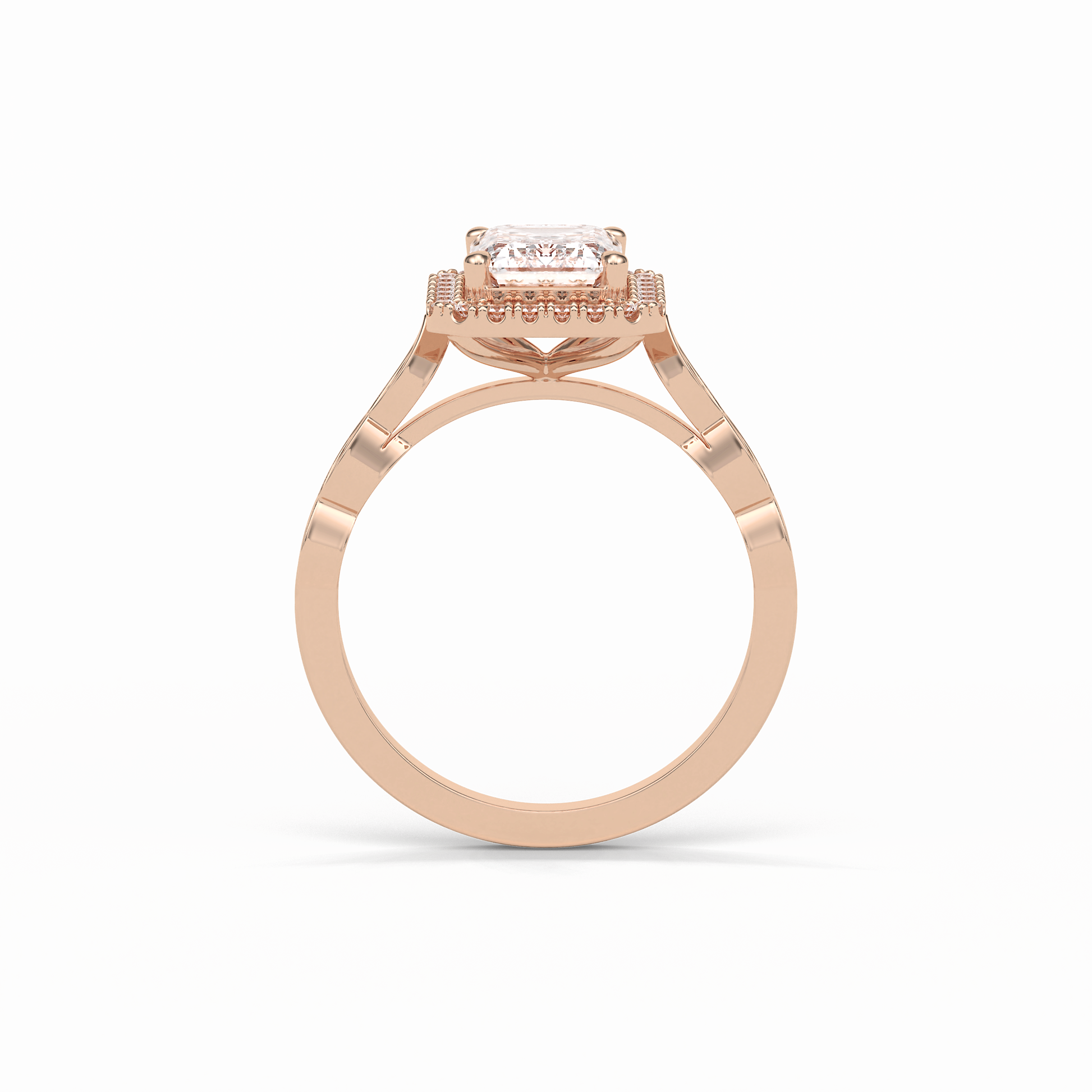 Emerald Pave & Halo Lab Grown Diamond Engagement Ring