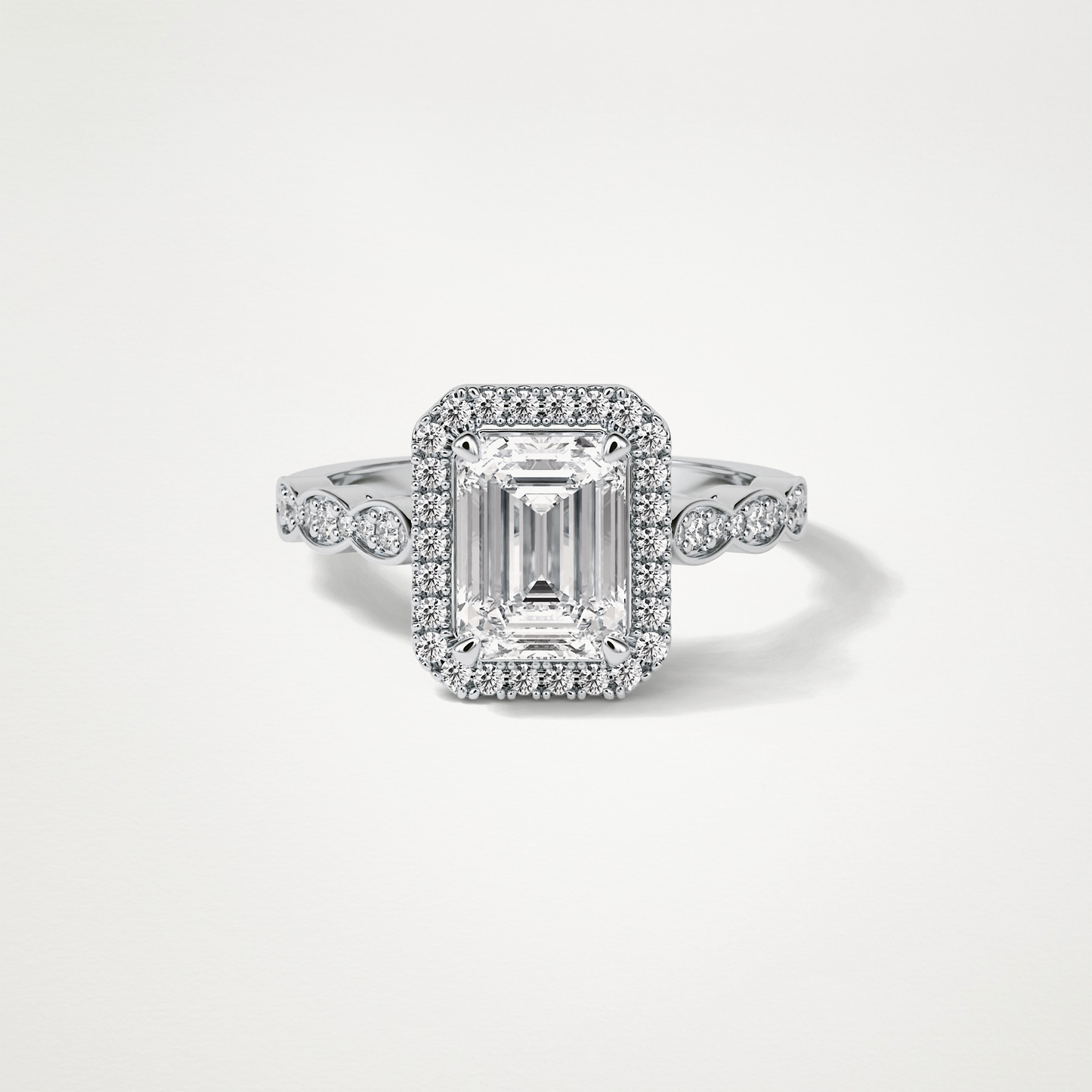 Emerald Pave & Halo Lab Grown Diamond Engagement Ring