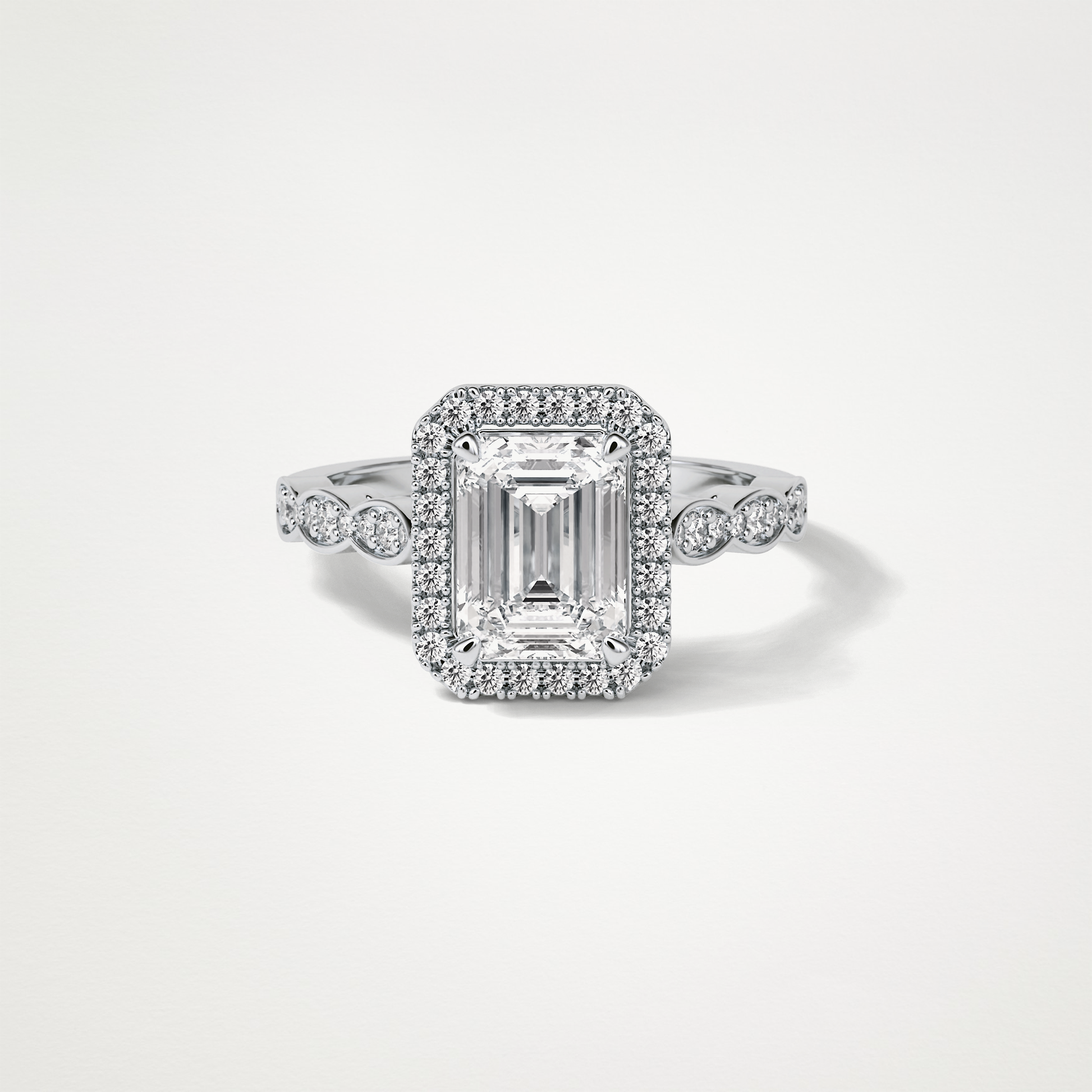 Emerald Pave & Halo Lab Grown Diamond Engagement Ring