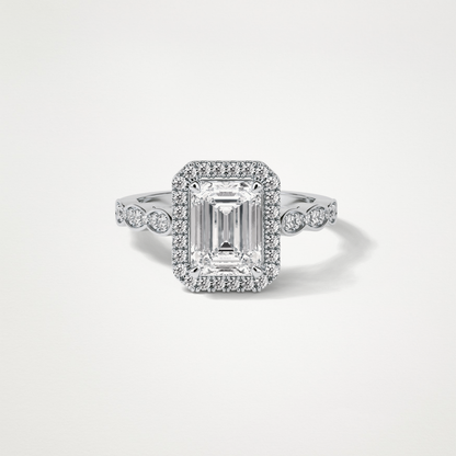 Emerald Pave & Halo Lab Grown Diamond Engagement Ring