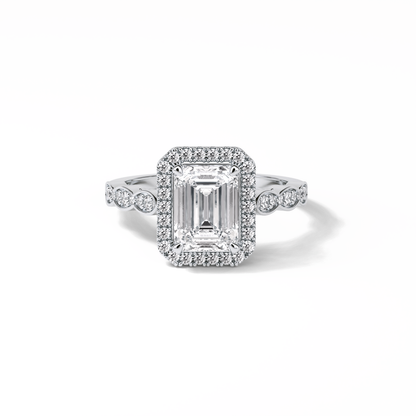 Emerald Pave & Halo Lab Grown Diamond Engagement Ring
