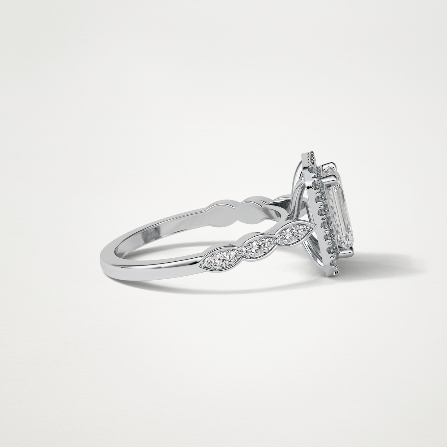 Emerald Pave & Halo Lab Grown Diamond Engagement Ring
