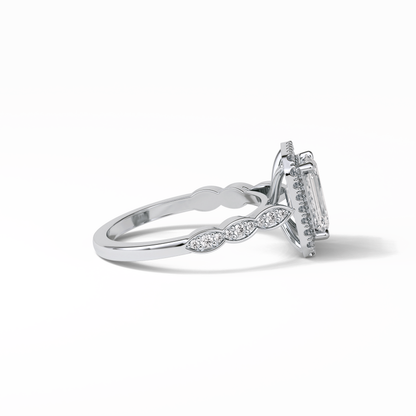 Emerald Pave & Halo Lab Grown Diamond Engagement Ring