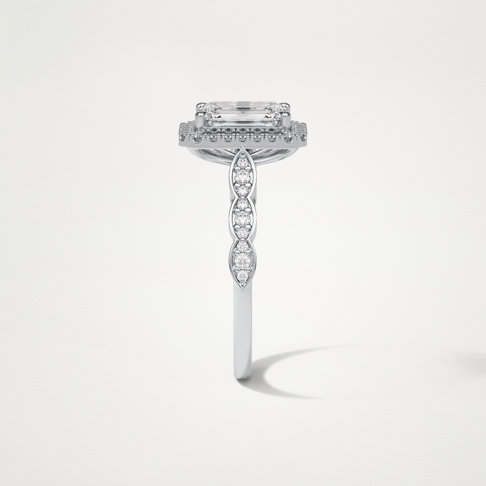 Emerald Pave & Halo Lab Grown Diamond Engagement Ring