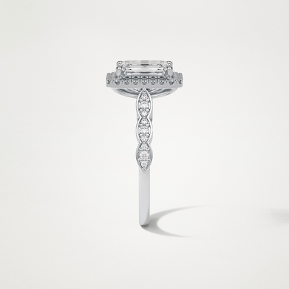 Emerald Pave & Halo Lab Grown Diamond Engagement Ring