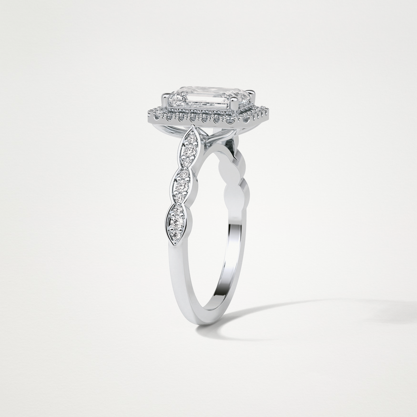 Emerald Pave & Halo Lab Grown Diamond Engagement Ring