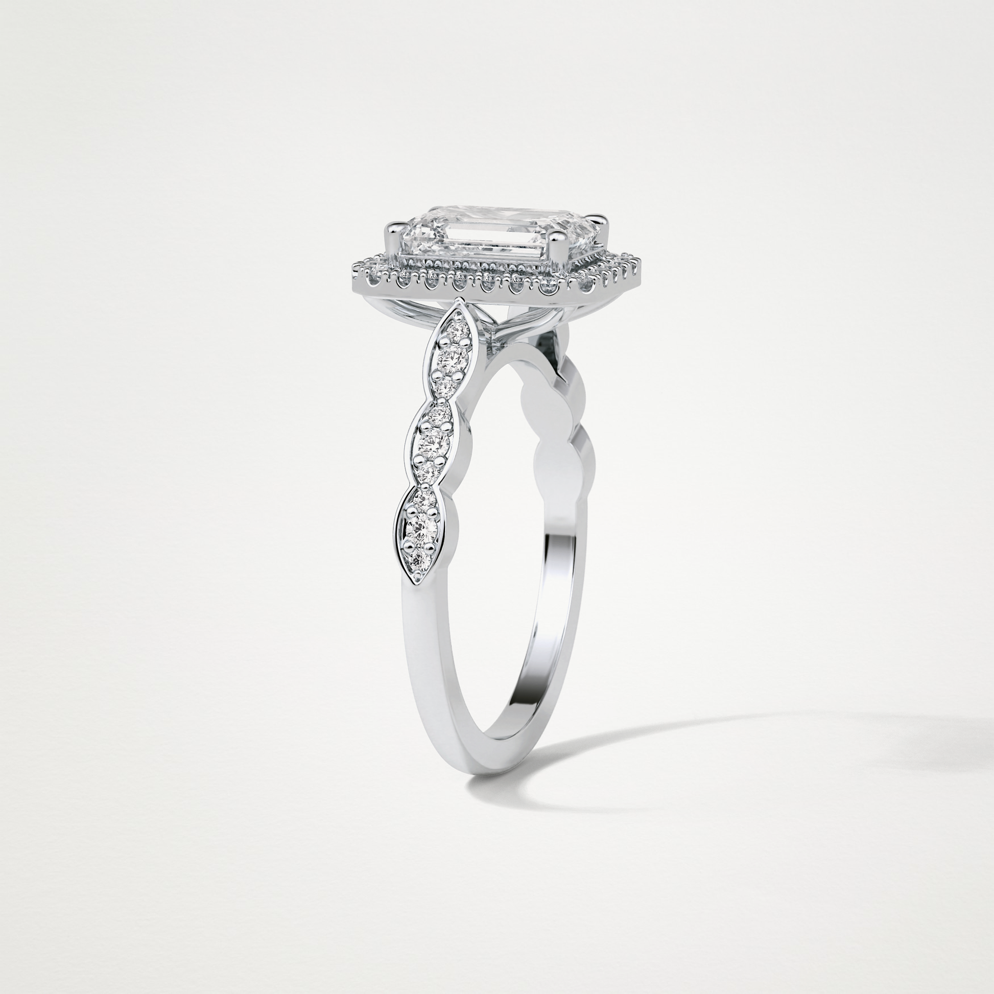 Emerald Pave & Halo Lab Grown Diamond Engagement Ring
