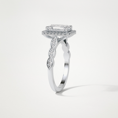 Emerald Pave & Halo Lab Grown Diamond Engagement Ring
