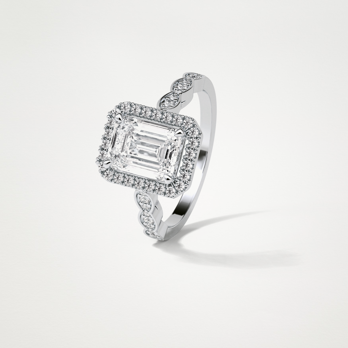 Emerald Pave & Halo Lab Grown Diamond Engagement Ring