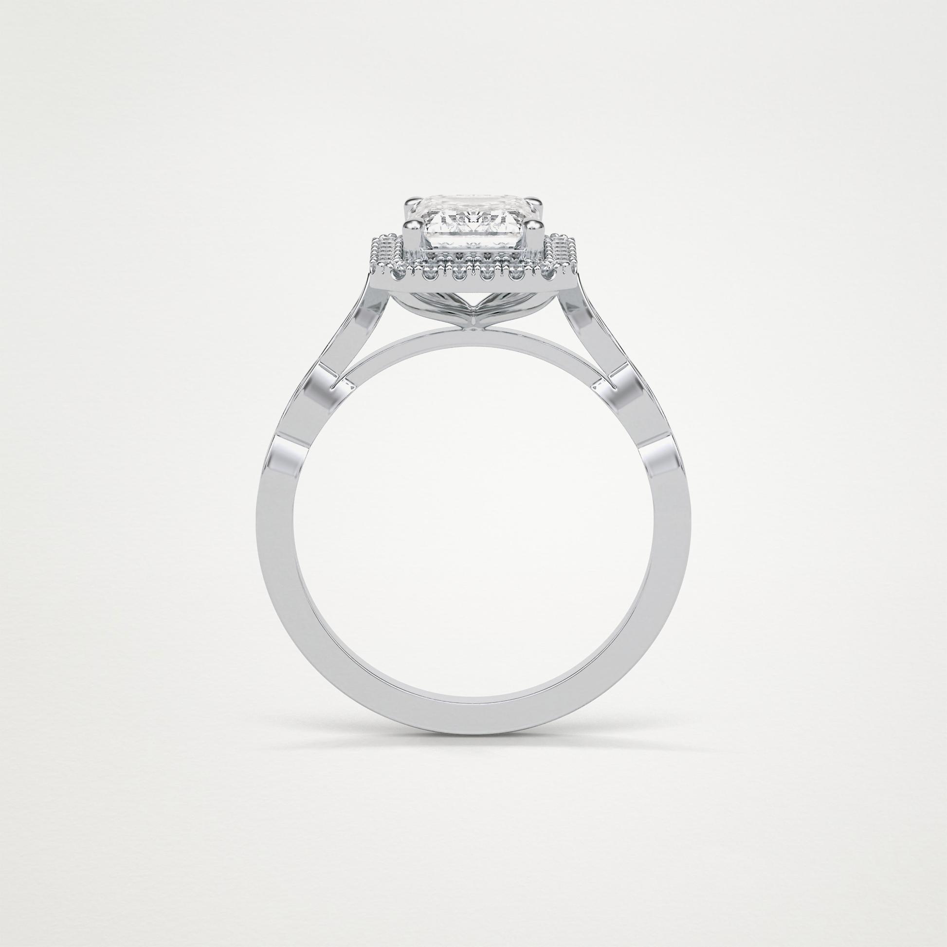 Emerald Pave & Halo Lab Grown Diamond Engagement Ring