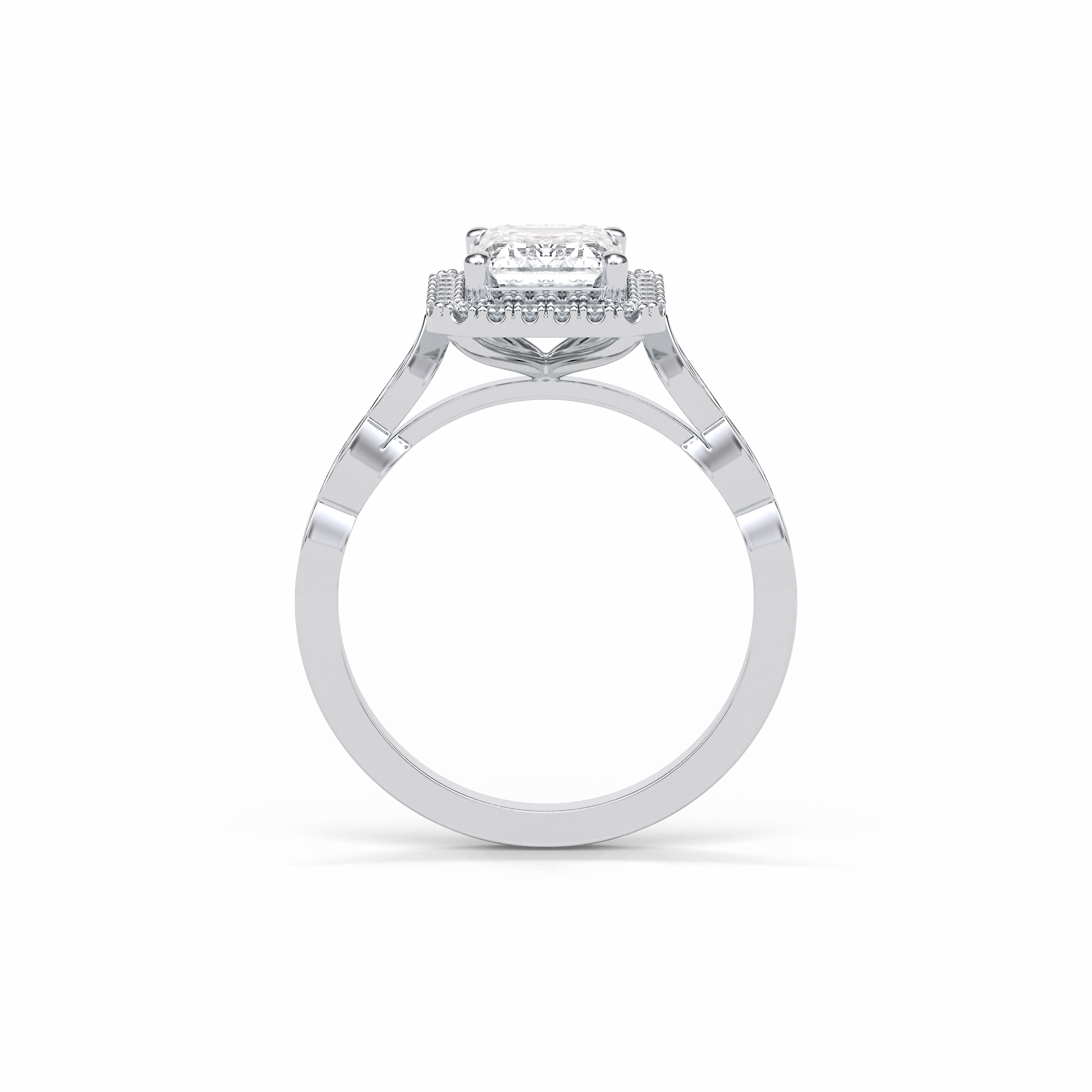 Emerald Pave & Halo Lab Grown Diamond Engagement Ring