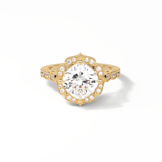Cushion Cut Pave & Halo Lab Grown Diamond Engagement Ring
