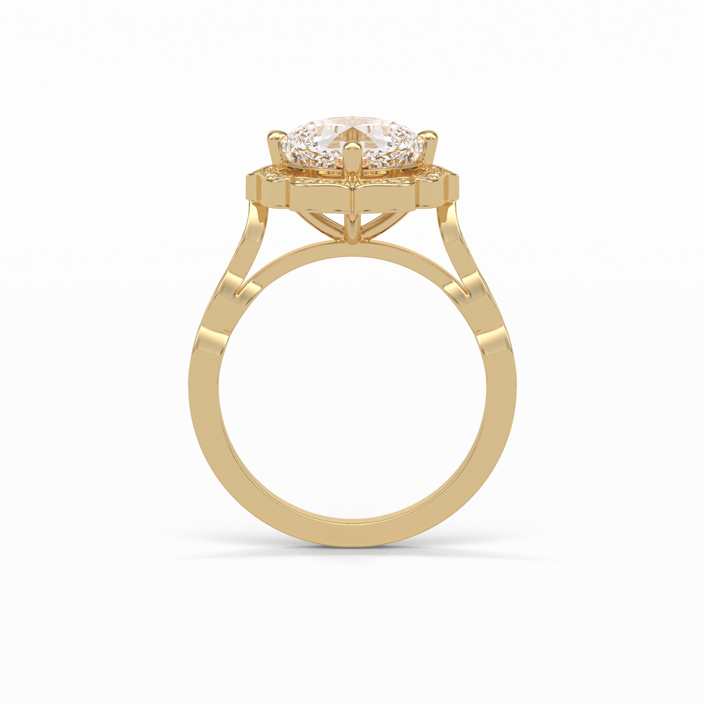 Cushion Cut Pave & Halo Lab Grown Diamond Engagement Ring