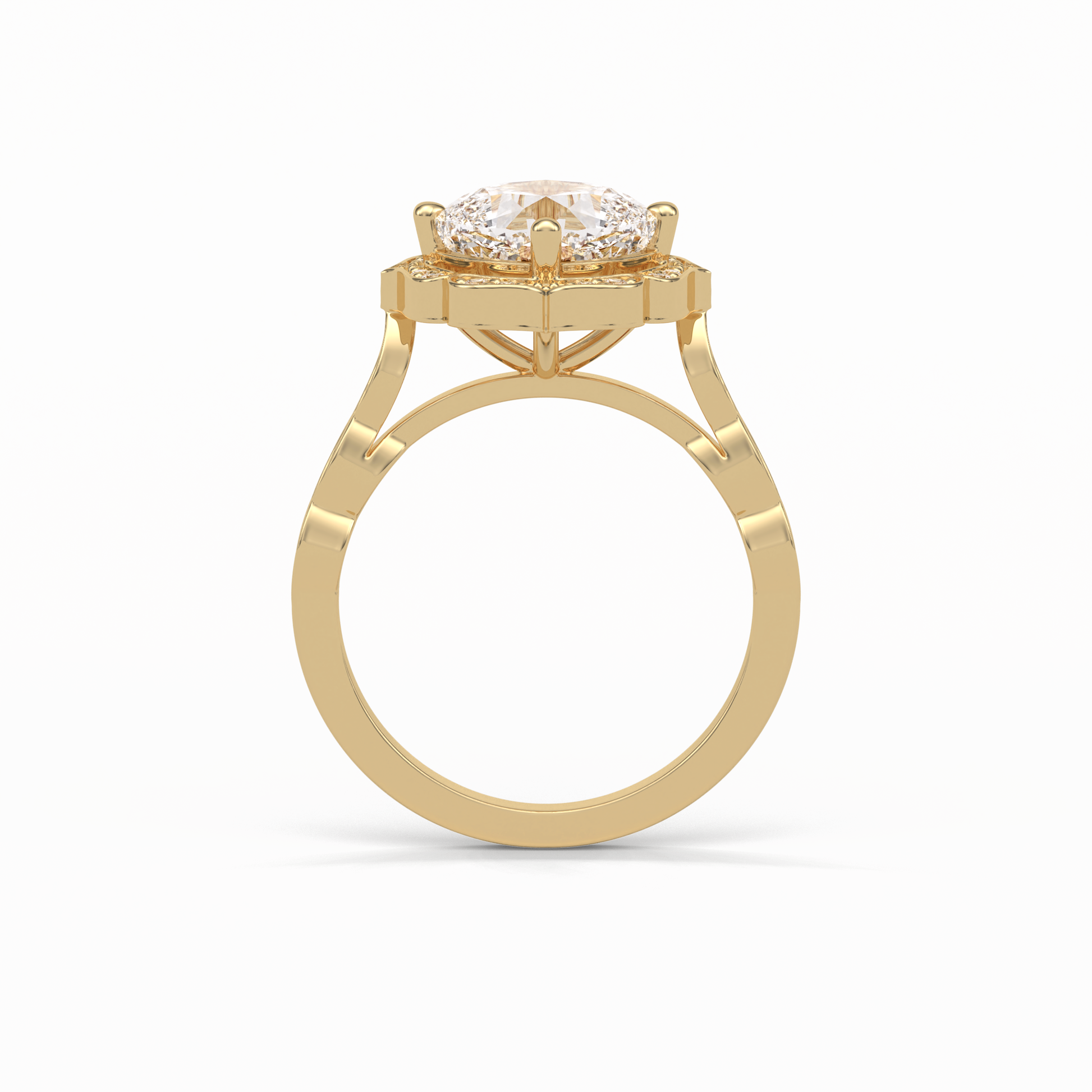 Cushion Cut Pave & Halo Lab Grown Diamond Engagement Ring