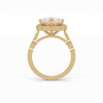 Cushion Cut Pave & Halo Lab Grown Diamond Engagement Ring