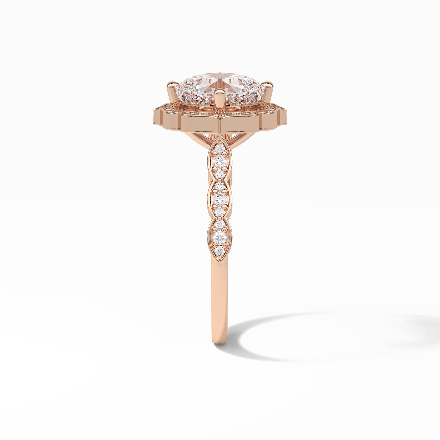 Cushion Cut Pave & Halo Lab Grown Diamond Engagement Ring