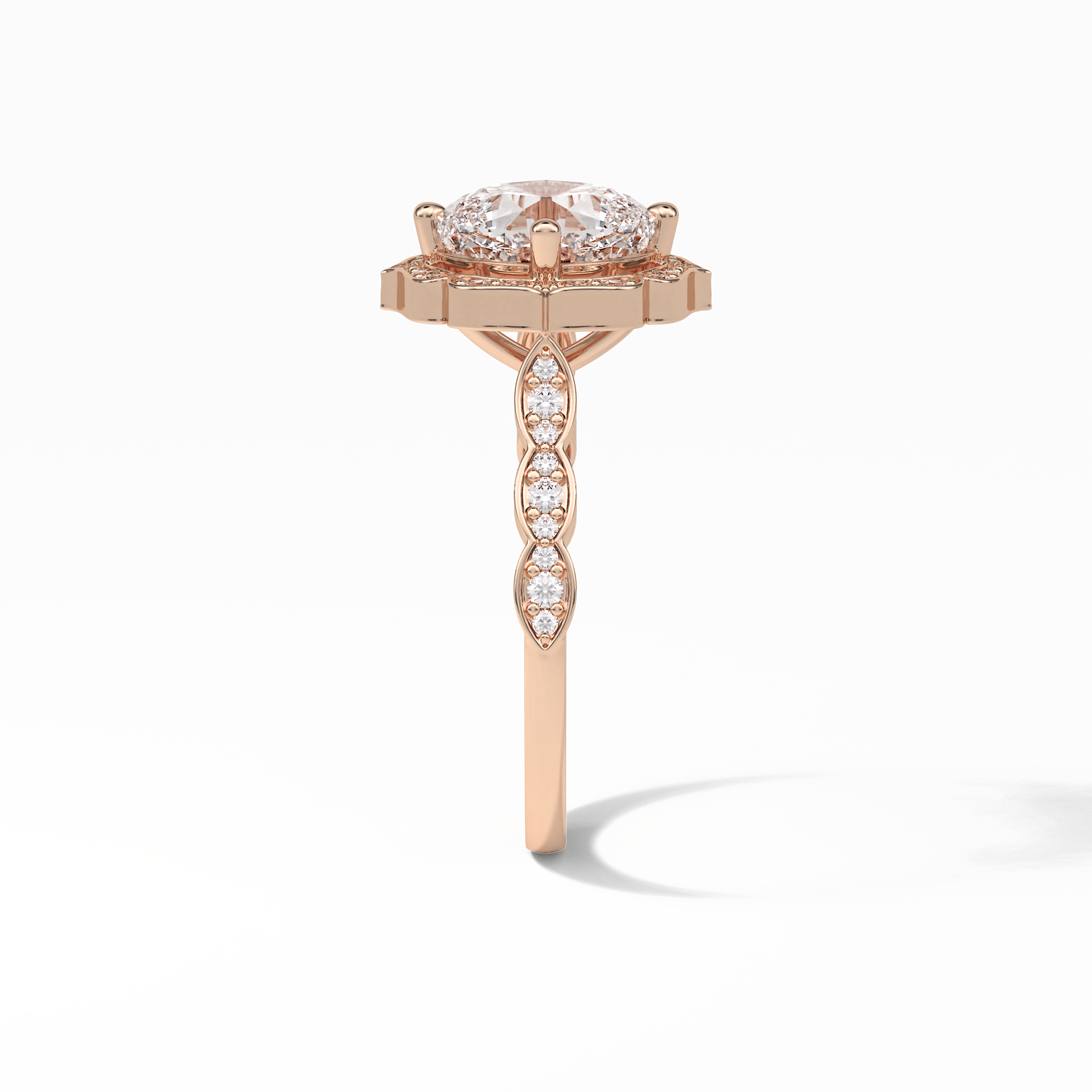 Cushion Cut Pave & Halo Lab Grown Diamond Engagement Ring