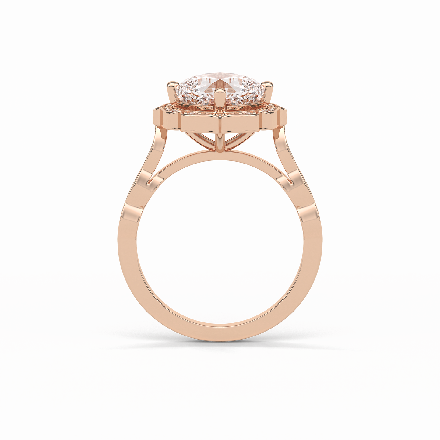 Cushion Cut Pave & Halo Lab Grown Diamond Engagement Ring
