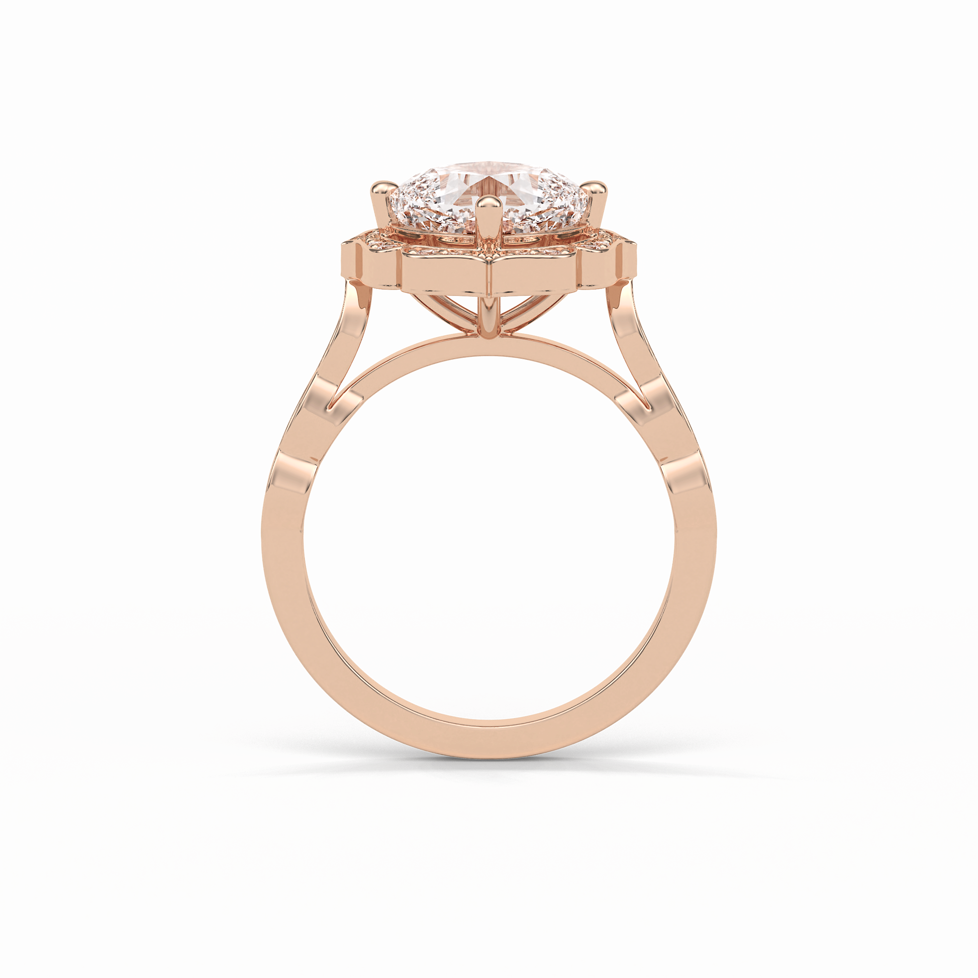 Cushion Cut Pave & Halo Lab Grown Diamond Engagement Ring