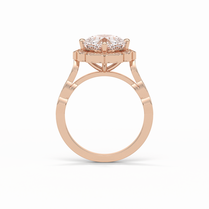 Cushion Cut Pave & Halo Lab Grown Diamond Engagement Ring