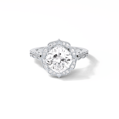 Cushion Cut Pave & Halo Lab Grown Diamond Engagement Ring