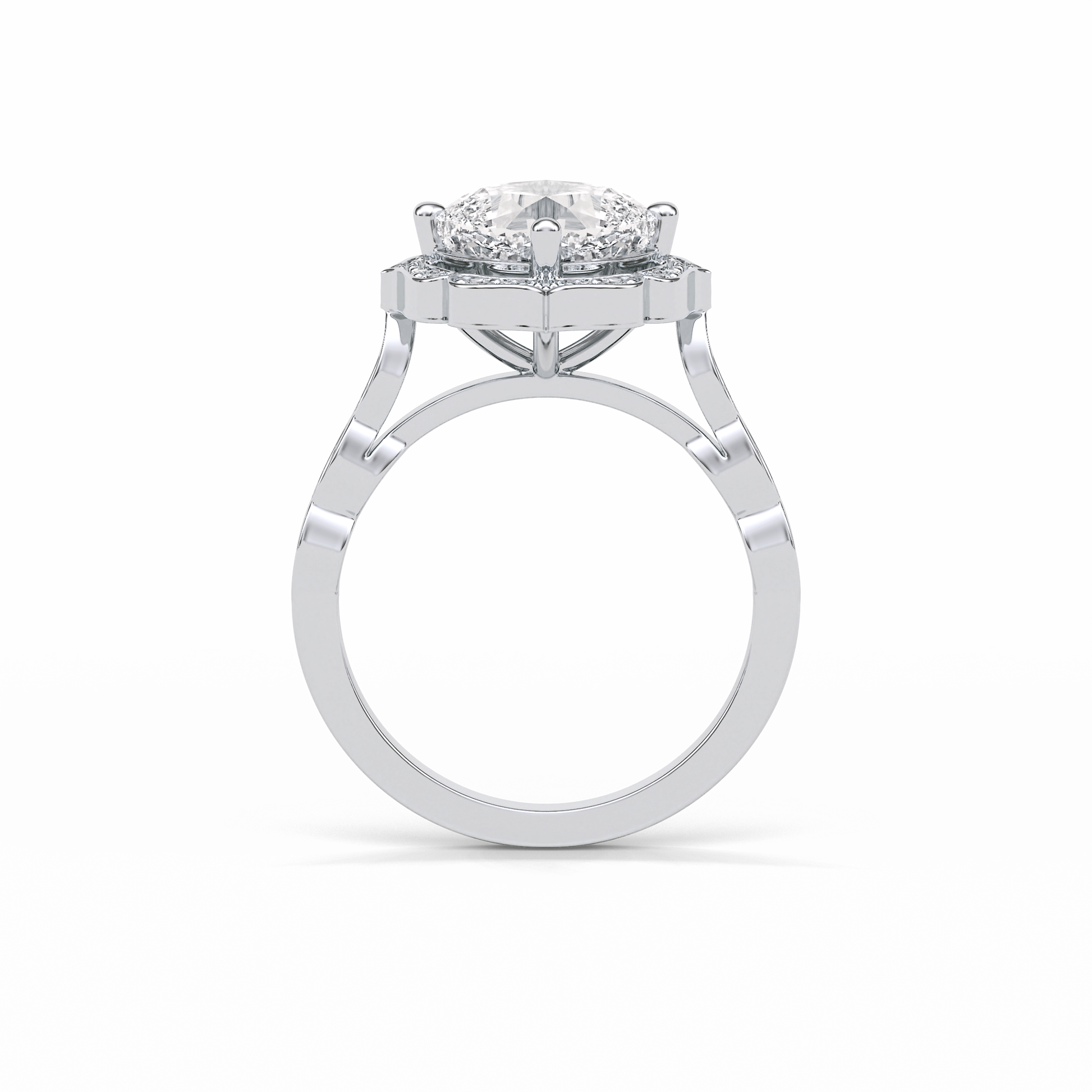 Cushion Cut Pave & Halo Lab Grown Diamond Engagement Ring