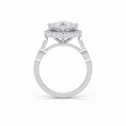 Cushion Cut Pave & Halo Lab Grown Diamond Engagement Ring
