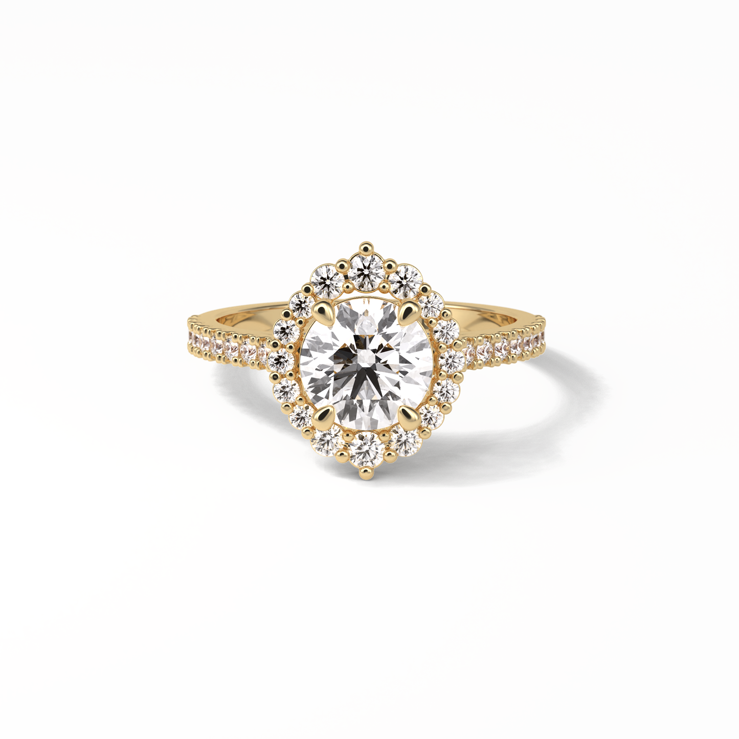Round Pave & Halo Lab Grown Diamond Engagement Ring